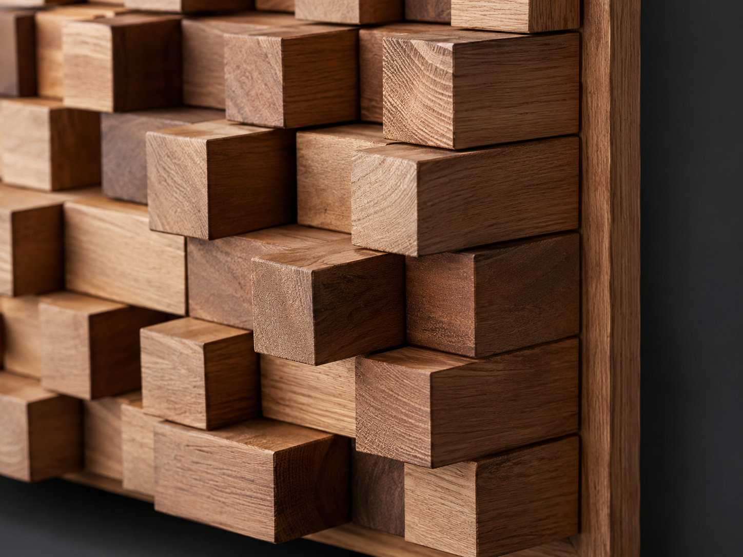 Detailansicht eines präzise gefertigten RTA Holz-Diffusors Detailansicht eines präzise gefertigten RTA Holz-Diffusors